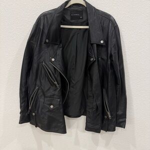 Olivaceous Black Leather Moto Jacket